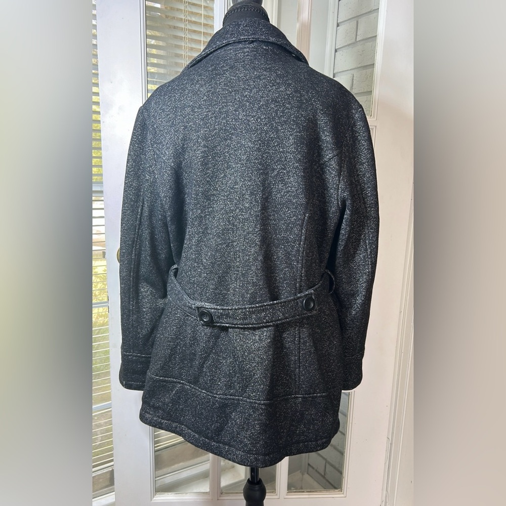 INTL details Coat Gray/Black Button Belted Pockets Mid-Length Women's L Regular - Picture 7 of 11